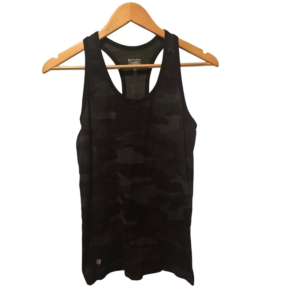 Athleta‎ Momentum Camo Tank Top Womens Small Black Charcoal Racerback 429809-02